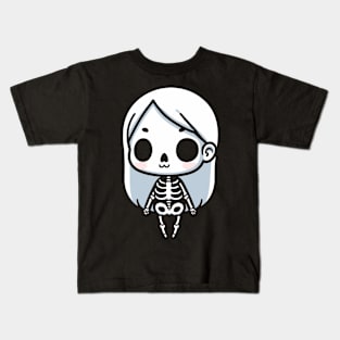 Kawaii Girl Ghost | Cute Skeleton Costume Design for Halloween | Cutesy Design Kids T-Shirt